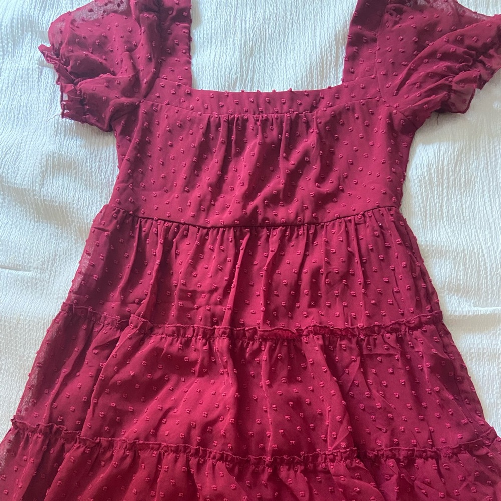 dark pink/red swiss dot dress